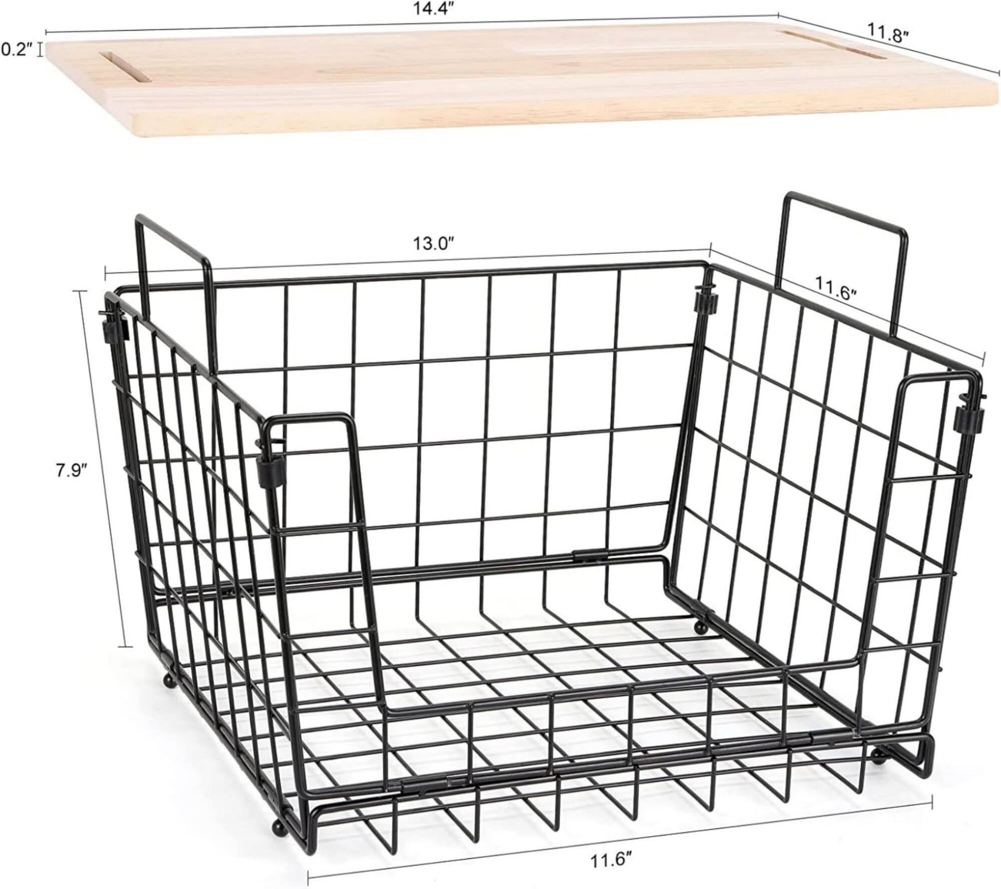 NEX™ Kitchen Countertop Storage Basket with Wood Lid, 2ct.
